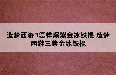 造梦西游3怎样爆紫金冰铁棍 造梦西游三紫金冰铁棍